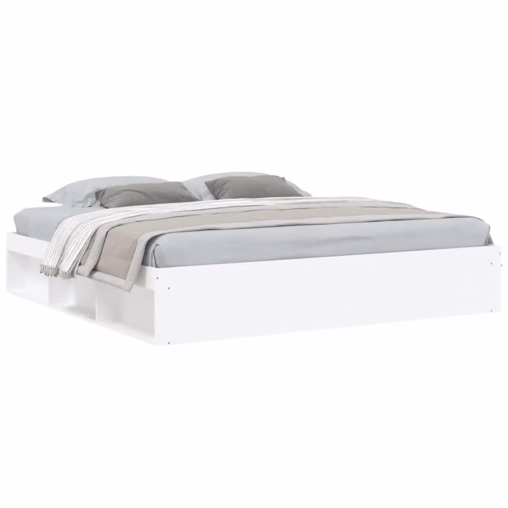 Berkfield Home Modern White Bed Frame with Side Compartments, W/D/H: 200 x 200 cm – 2