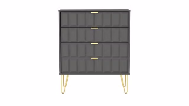 Ready Assembled 2 U Metro 4 Drawer Chest in Grey and Gold – 1
