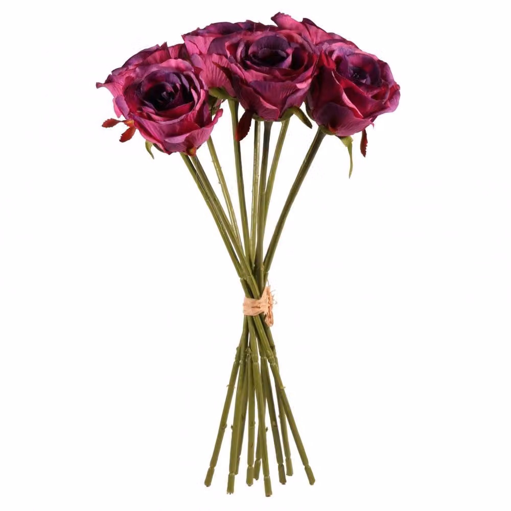 KDMD Dark Purple Artificial Rose Bundle Tabletop Floral Arrangement – 3