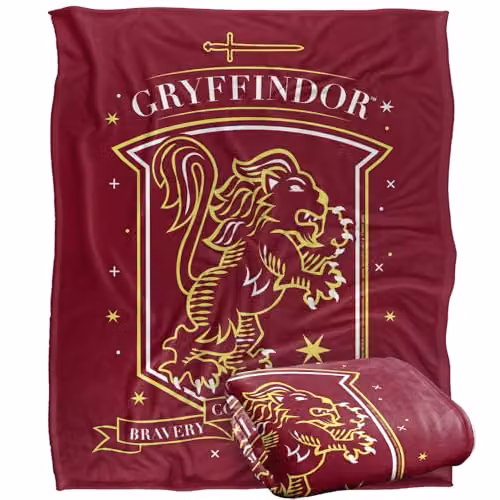Warner Bros. Harry Potter Gryffindor Shield Super Soft Fleece Throw Blanket, Red and Multicolour, W: 152 cm, D: 127 cm