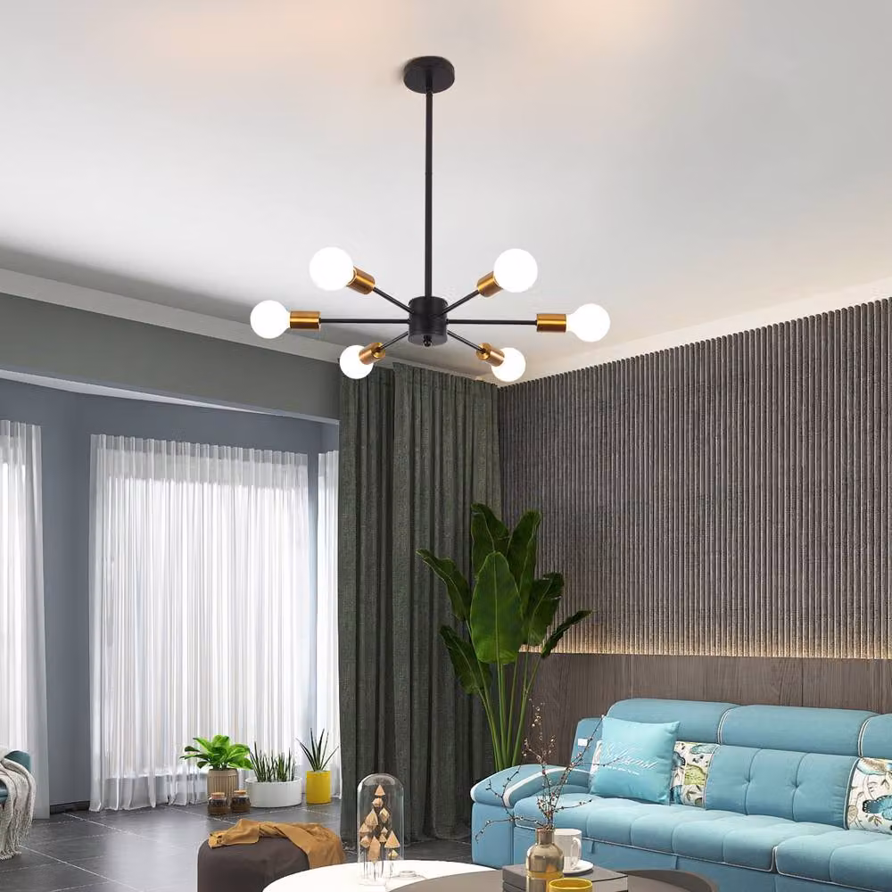 NIVOR 6-Light Dimmable Sputnik Sphere Chandelier in Gold and Brass with Glass Globes – 3