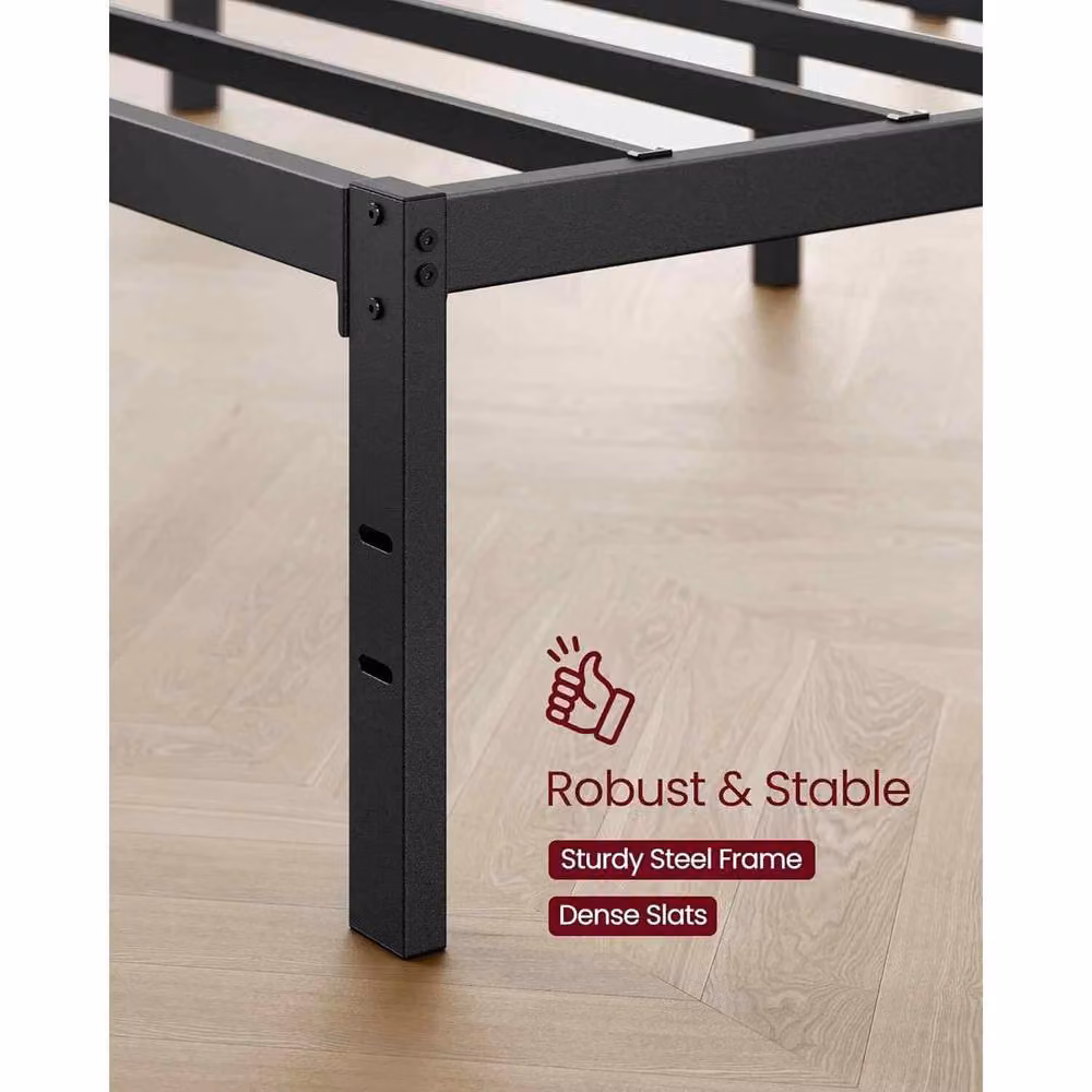 The Bazaarist King Metal Platform Bed Frame with Underbed Storage, Black – 4