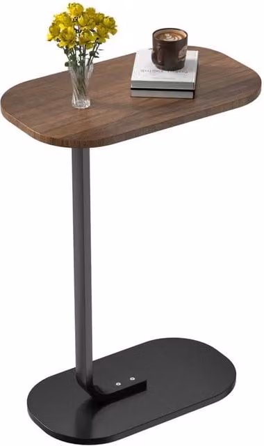 FORGEVIO Compact Side End Table and Laptop Coffee Table in Brown, W/D/H: 61.0 x 40.0 x 61.0 cm