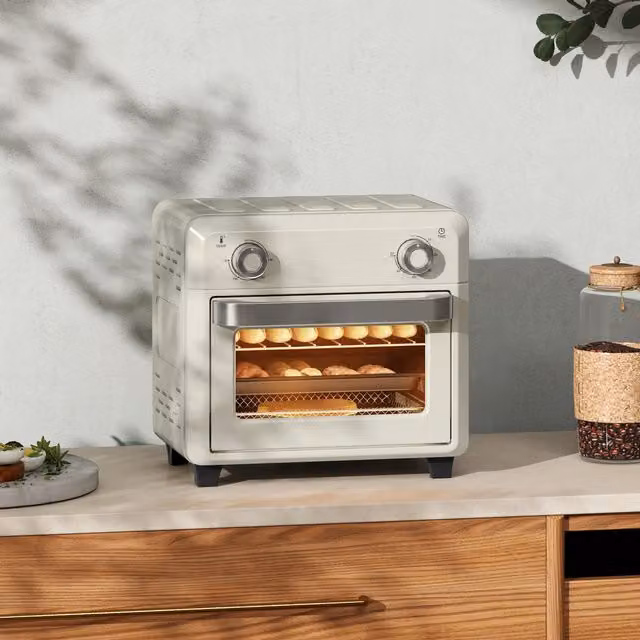 HOMCOM 10L Air Fryer Oven with Timer in Beige and White