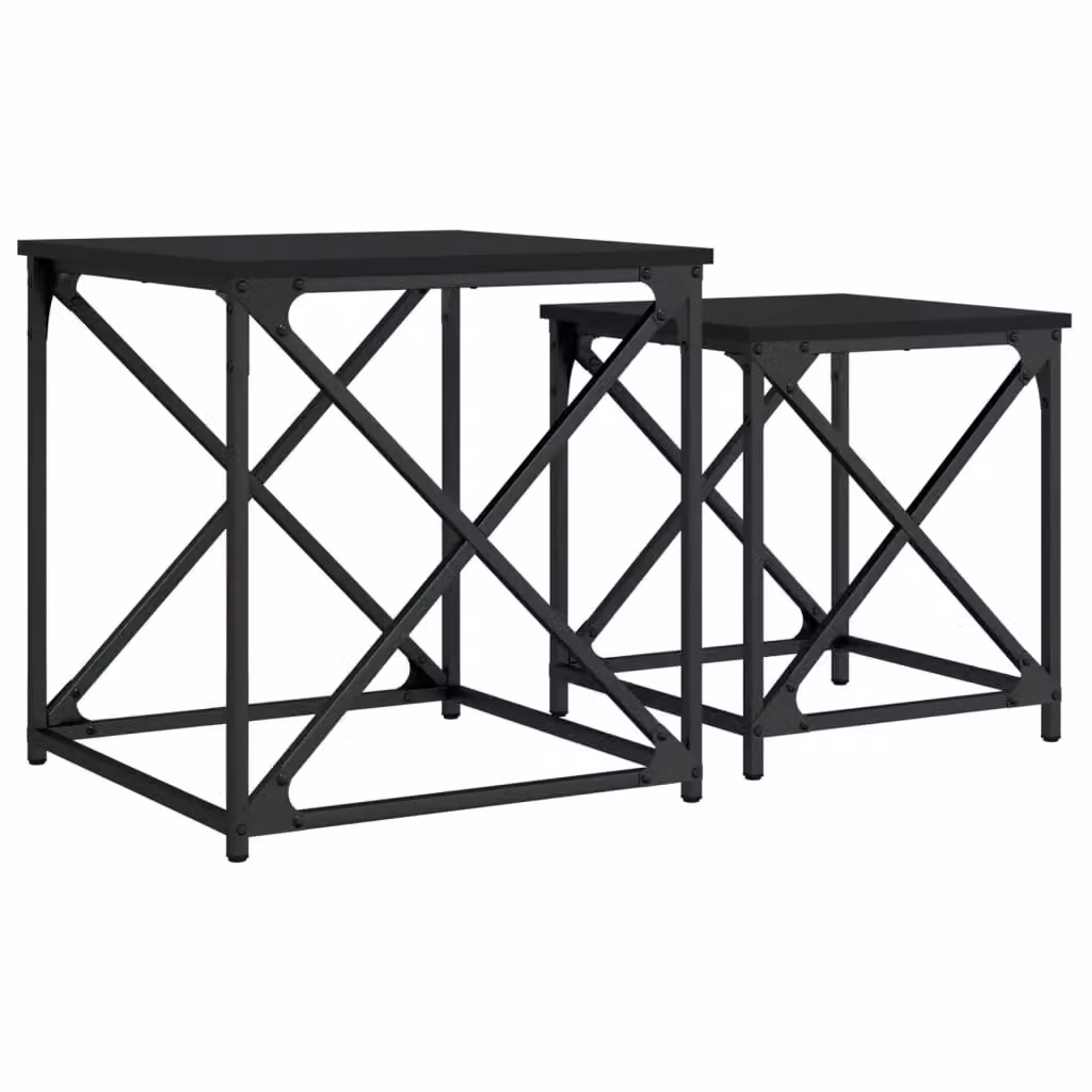Berkfield Home Nesting Coffee Tables, Set of 2, Black Engineered Wood and Metal – 2