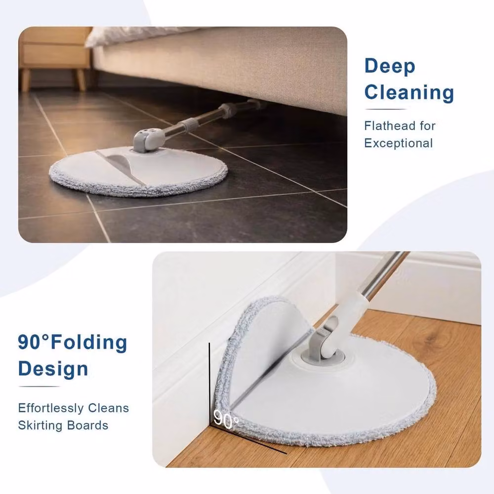 VOGREX Spin Mop Set with Centrifugal Dryer and 2 Microfibre Pads in White – 2
