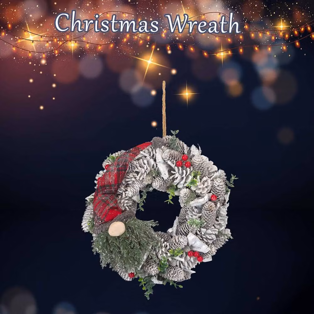 VFM e-Store Christmas Wreath Decoration in Green, Brown and Multicolour, W/D/H: 37 x 37 x 37 cm – 3