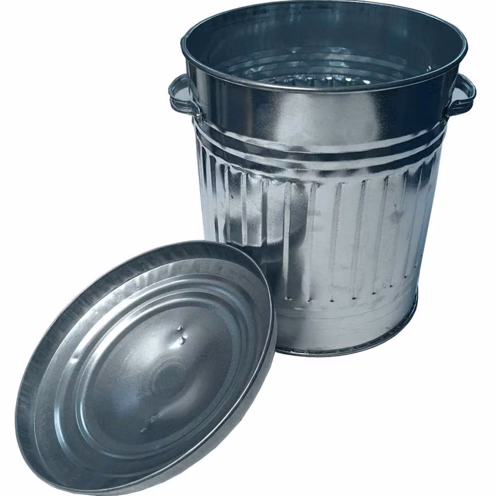 Hinsinc 30L Silver Galvanised Metal Storage Bin with Flip Lid – 2