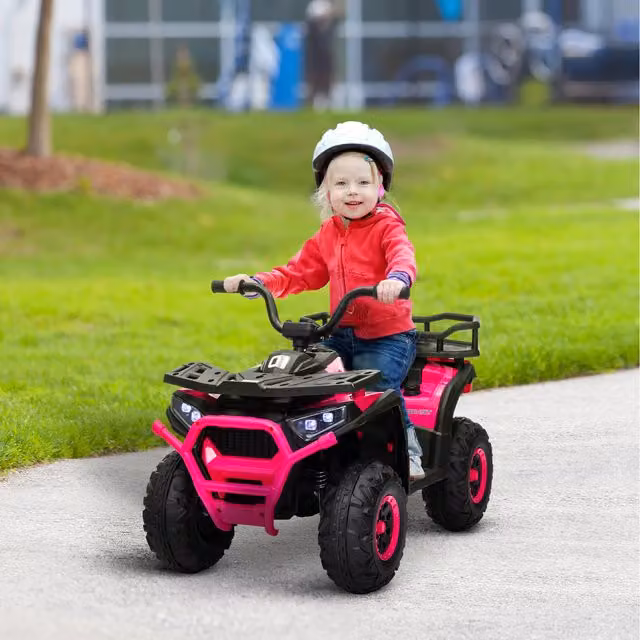 AIYAPLAY 12V Kids Electric Ride on ATV with Spring Suspension, Pink