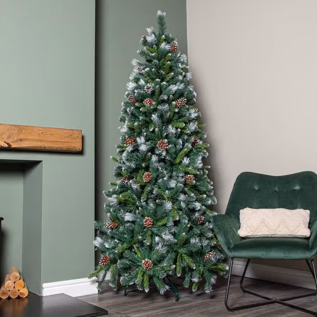Transcontinental Group 210 cm Frosted Glacier White and Green Christmas Tree – 2
