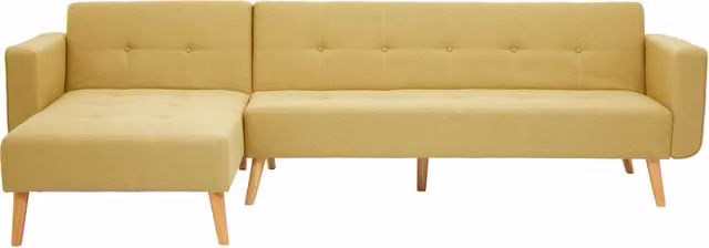 Interiors by Premier Hansa Hagen Mid-Century L-Shape Corner Sofa Bed in Green Linen Fabric