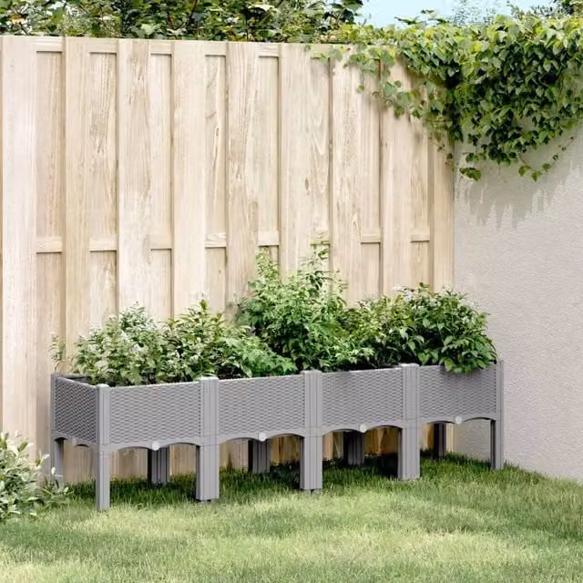 Berkfield Home Garden Planter with Legs in Light Grey, W/D/H: 160 x 40 x 42 cm – 1