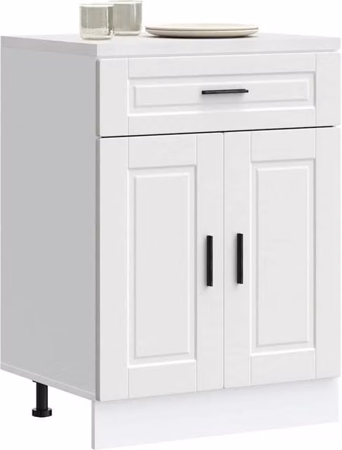 Berkfield Home Porto White Kitchen Base Cabinet in Matt Engineered Wood
