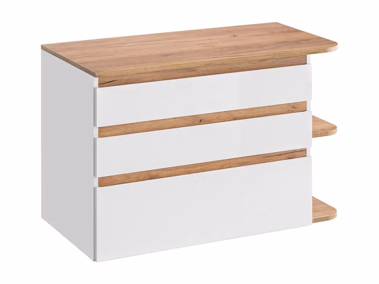 Vente-unique ANIDA Wall-Hung Vanity Unit in Light Oak and White, W: 96 cm, D: 50 cm, H: 64 cm