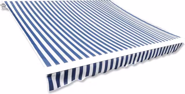 Berkfield Home Blue and White Polyester Awning Sunshade Canvas W: 6 m, D: 3 m