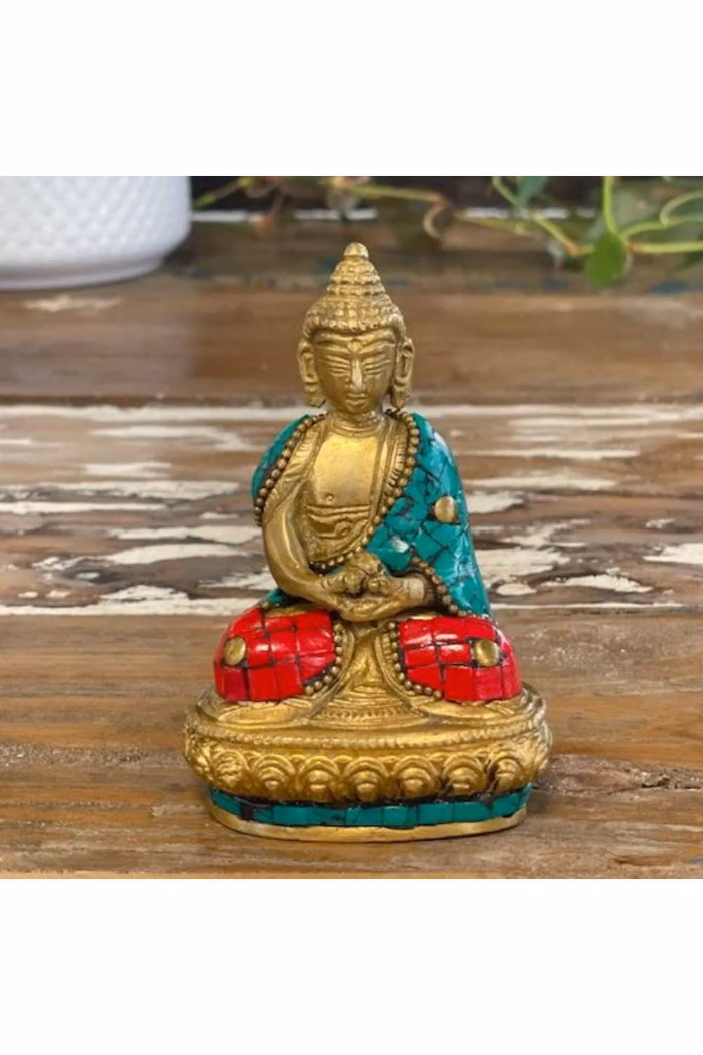KDMD Gold Brass Buddha Tabletop Figure, Height: 7.5 cm – 3