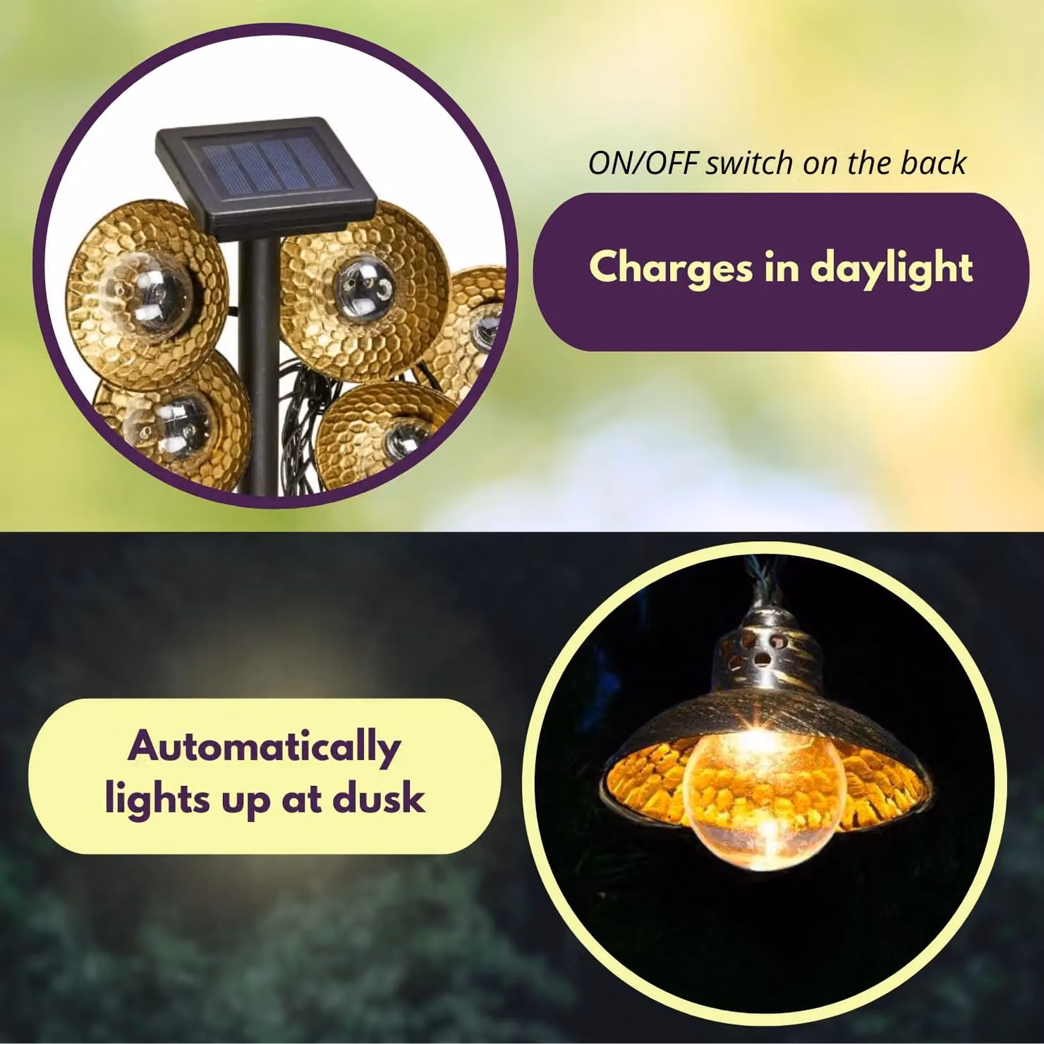 Marco Paul Gold Solar String Lantern Lights with Dusk Sensor – 5