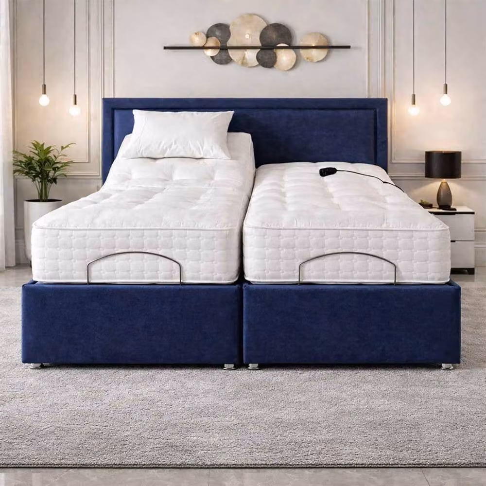 Paradise Beds Ltd Electric Adjustable Solid Base Bed Set with Massage Function in Grey, W/D/H: 180 x 200 cm – 1