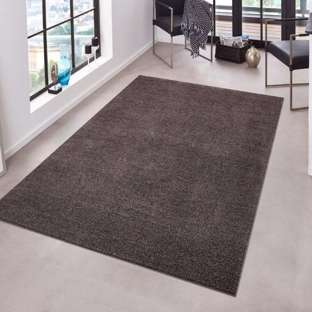 THE RUGS Velours Pure Modern Plain Velour Rug in Charcoal Grey, W: 140 cm, L: 200 cm – 3