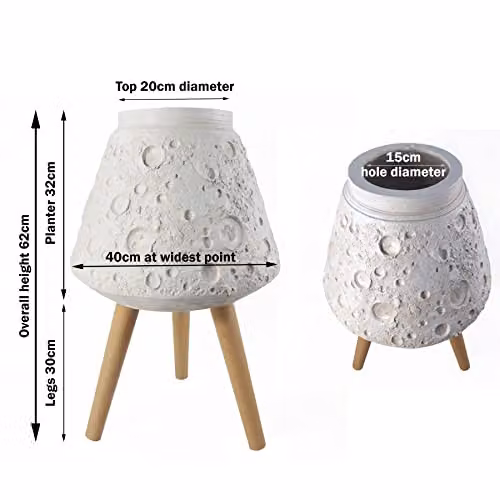 Leaf Moon White Floral Planter with Stand, W/D/H: 40 x 40 x 62 cm – 2