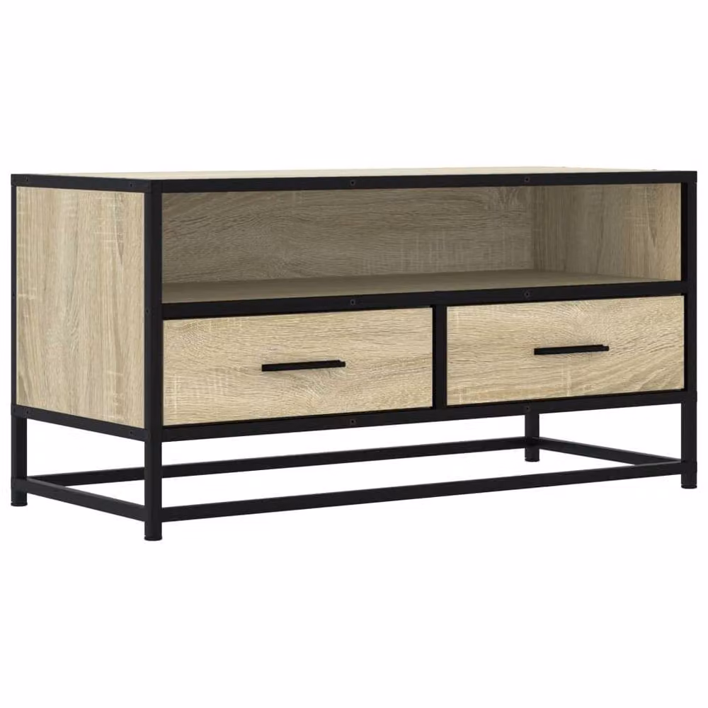 Berkfield Home TV Cabinet in Sonoma Oak and Beige, W/D/H: 80 x 34.5 x 40 cm – 3