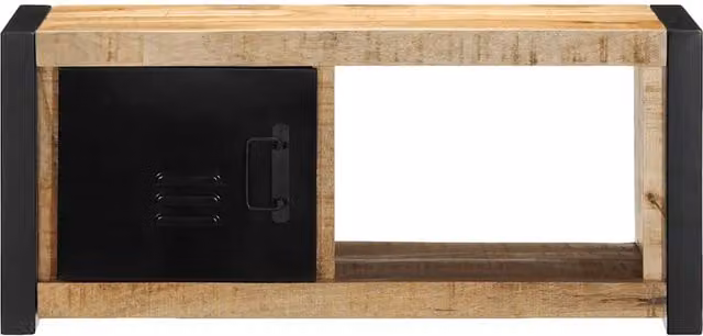 Berkfield Home Industrial TV Cabinet in Brown Solid Mango Wood and Metal, W/D/H: 80 x 30 x 35 cm