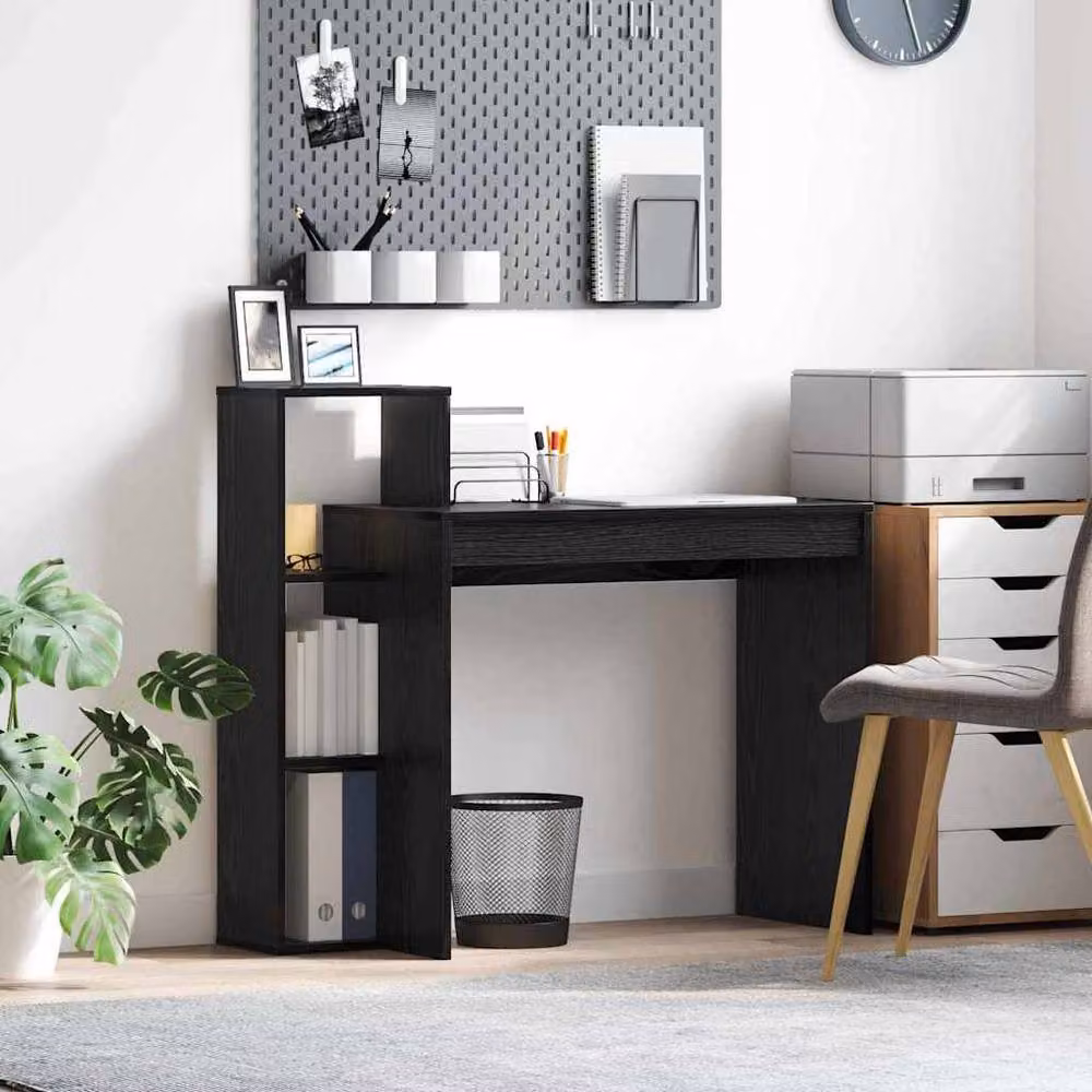 Berkfield Home Elegant Computer Desk in Black Oak with Engineered Wood and Veneer, W/D/H: 100 x 90 x 0 cm – 2
