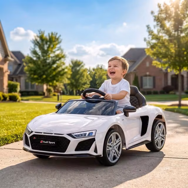 AIYAPLAY 12V Audi R8 Spyder Electric Ride-On Car for Kids Ages 3+, White