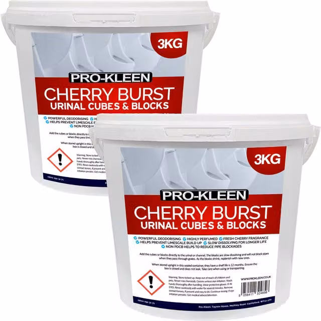 Pro-Kleen Urinal Channel Blocks with Cherry Fragrance in Red and White