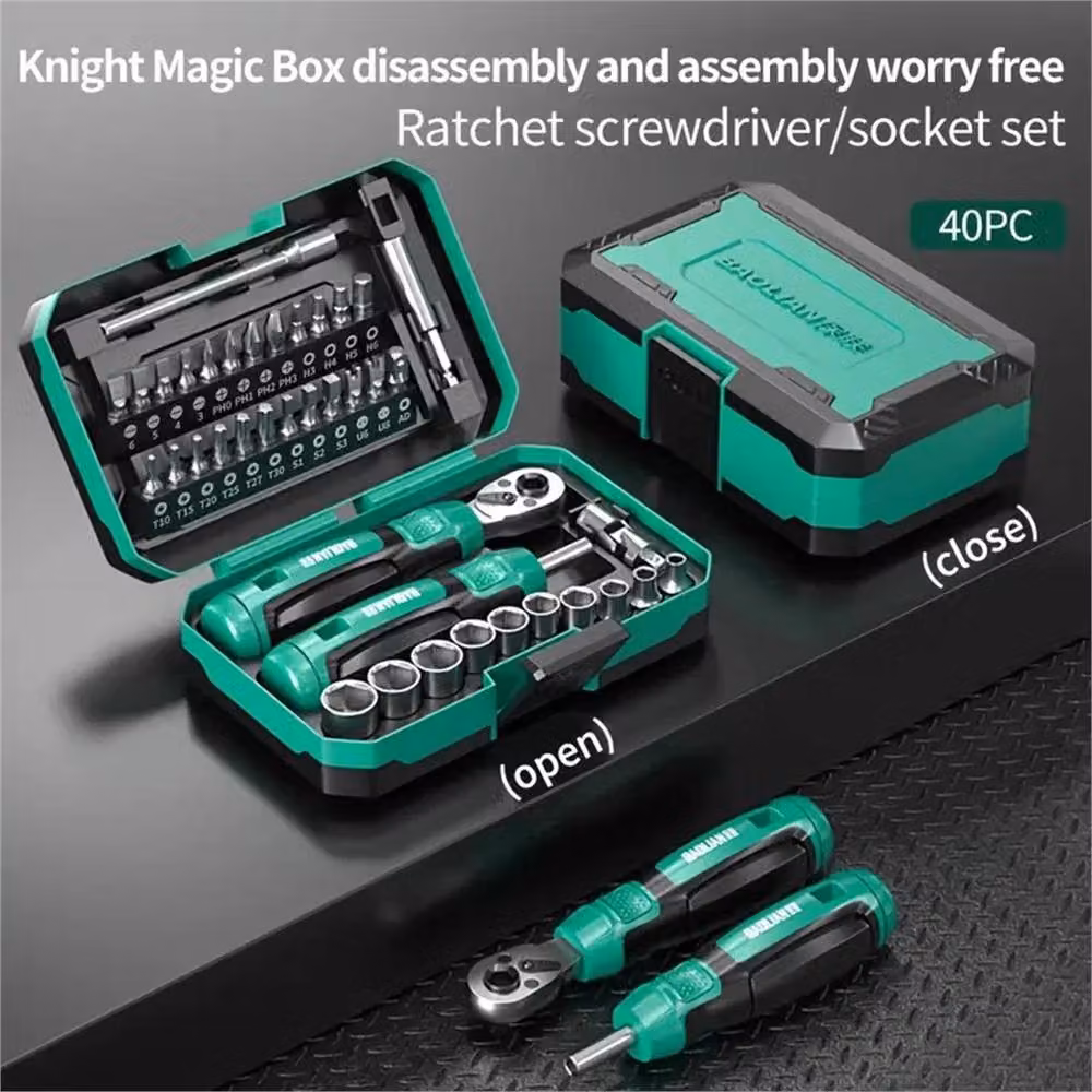 Nordara 40-Piece Small Drive Socket Ratchet Wrench and Screwdriver Set in Green – 5