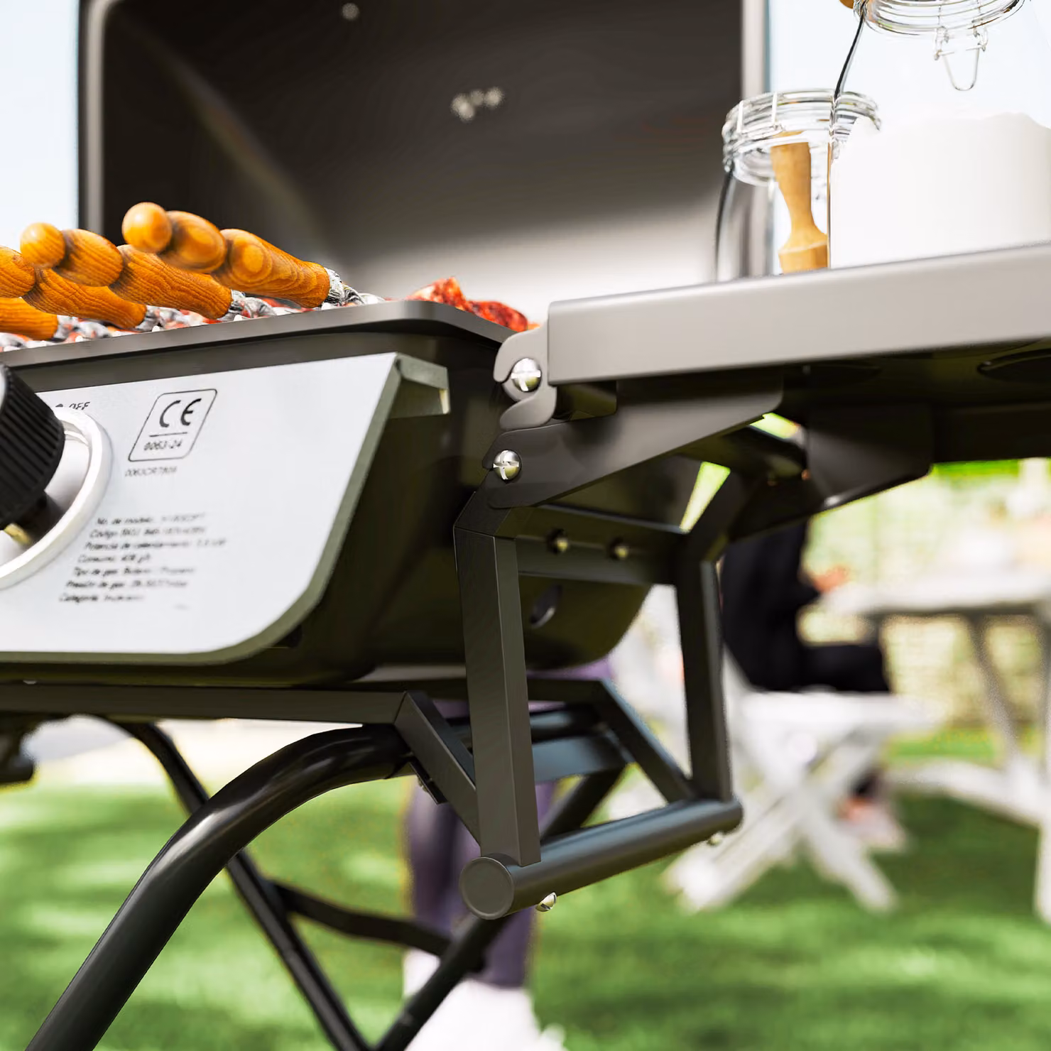 Outsunny 2 Burner Portable Gas BBQ with Trolley, Stainless Steel Frame, Thermometer and Lid, Black, W/D/H: 122 x 50 x 102 cm – 7
