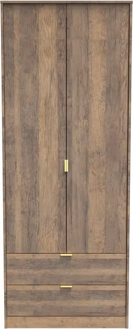 Ready Assembled 2 U Tamworth 2 Door 2 Drawer Wardrobe in Dark Brown – 1