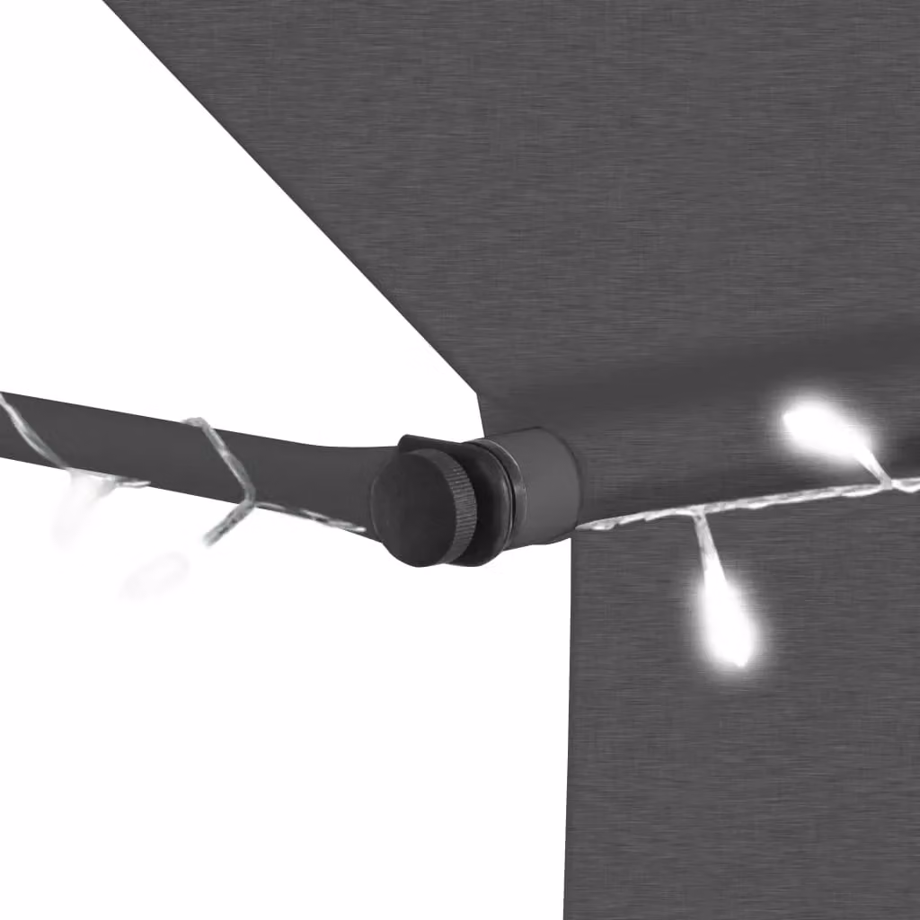Berkfield Home Manual Retractable Awning with LED, Anthracite and Black, Width: 350 cm – 4