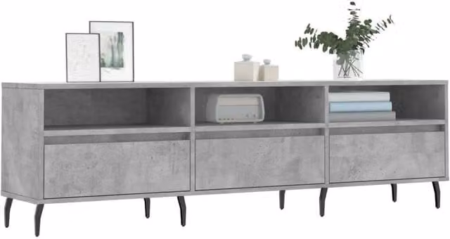 Berkfield Home Industrial TV Cabinet in Concrete Grey, W/D/H: 150 x 30 x 44.5 cm