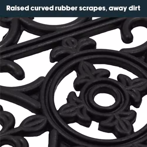 JVL Lexi Wrought Iron Effect Rubber Doormat, Black, W: 45 cm, D: 75 cm – 9
