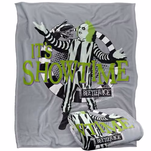 LOGOVISION Beetlejuice Its Showtime Super Soft Silky Touch Fleece Throw Blanket, Multicolour, W: 127 cm x D: 152 cm