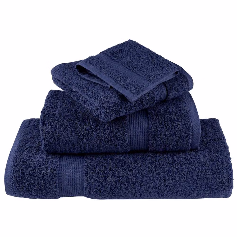 Berkfield Home SOLUND 8 Piece Premium Cotton Terry Towel Set, Navy Blue, 600 gsm – 4