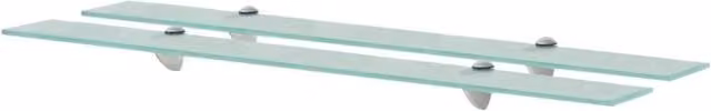 Berkfield Home Set of 2 Clear Glass Floating Shelves, W: 90 cm, D: 20 cm