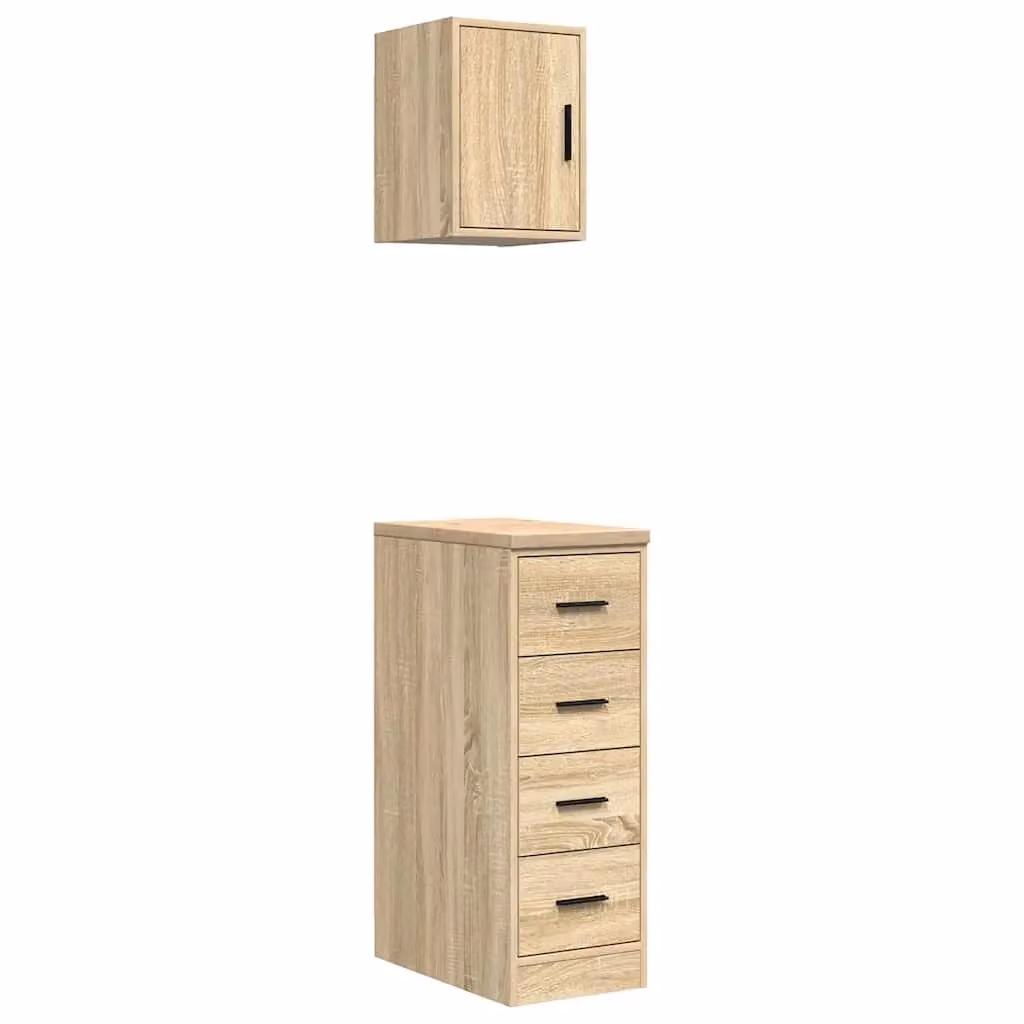 Berkfield Home Set of 2 Wall Mounted Garage Cabinets in Sonoma Oak Brown Engineered Wood