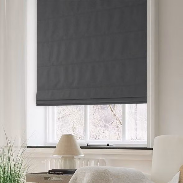 Terrys Clarence Velvet Made to Measure Roman Blind in Graphite Grey