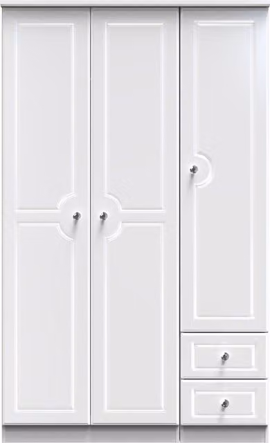 Ready Assembled 2 U Stratford Tall Triple Plain Wardrobe with Drawer in White