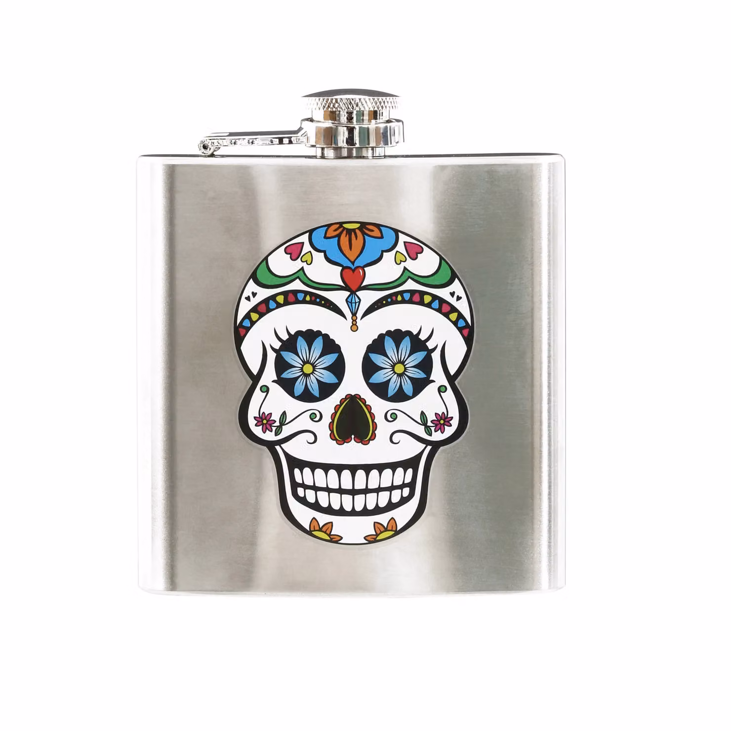 Orsina Skull Design Hip Flask in Silver – 2