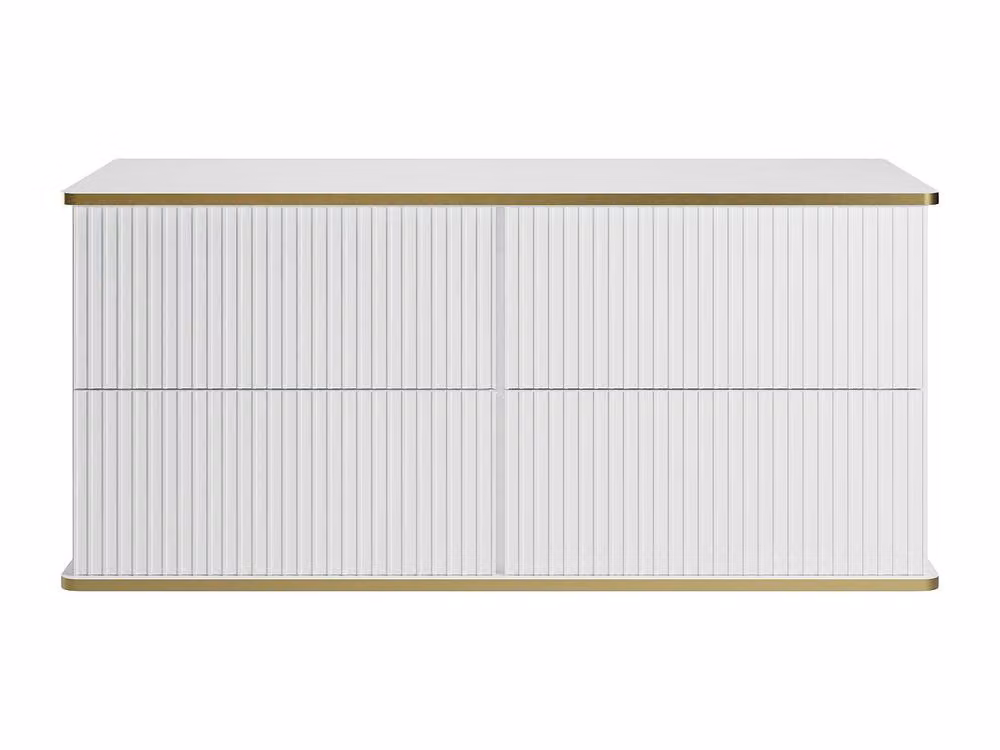 Vente-unique Keliza Ribbed Suspended Bathroom Vanity in White with Gold Trim, W: 120 cm, D: 47 cm, H: 54 cm – 2
