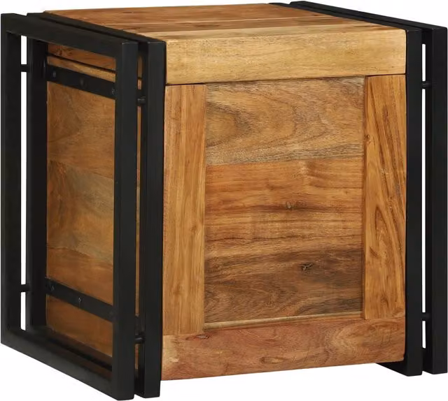 Berkfield Home Rustic Acacia Wood Storage Chest in Brown and Black, W/D/H: 40 x 40 x 40 cm – 1