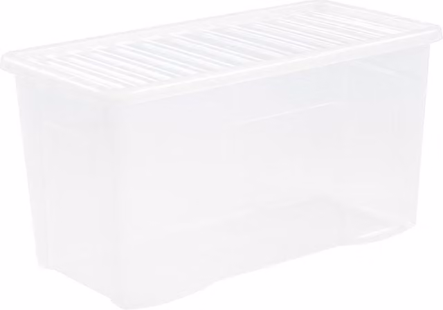 Wham Plastic Storage Box with Lid, Transparent/White, 110 l