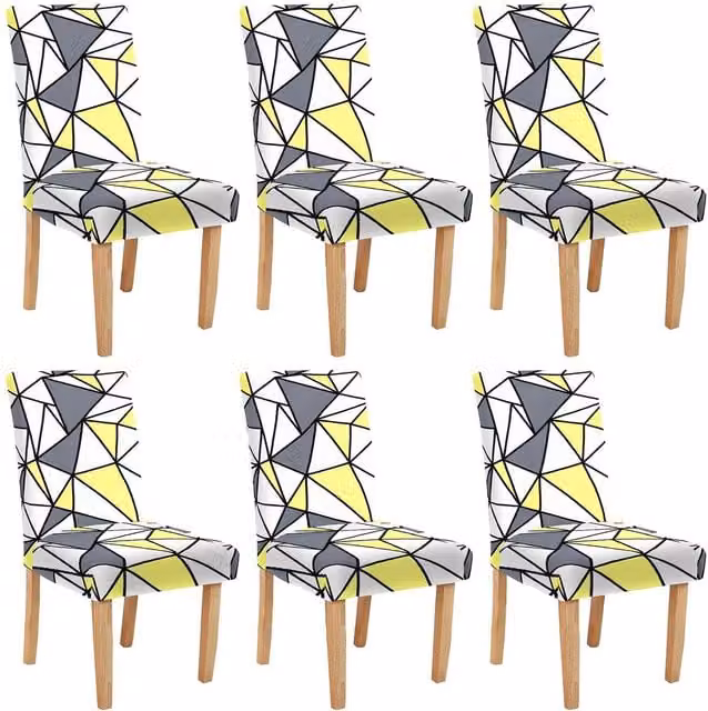 Roseley Multicolour Graphic Pattern 14 Stretch Dining Chair Covers, Pack of 6