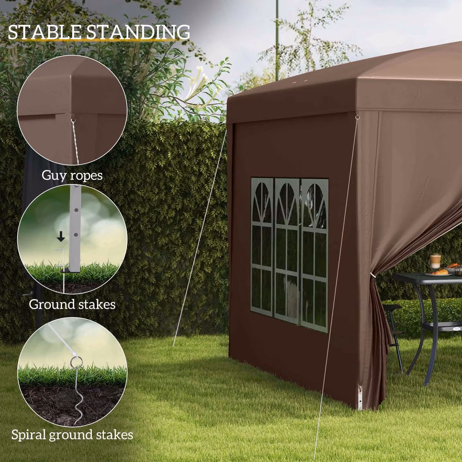 Outsunny Brown Steel Frame Gazebo with Water Resistant Canopy – 6