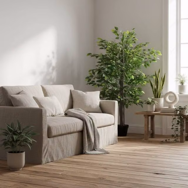 Wyld Haus Nito Artificial Banyan Style Tabletop Tree in a Light Green Decorative Pot