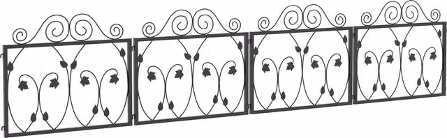 Outsunny 4-Pack Black Metal Wire Garden Fencing with Scroll Flower Design Animal Barrier