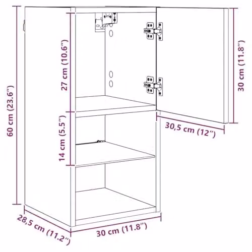 vidaXL Set of 2 Modern Wall-Mounted TV Cabinets in Black Oak with Integrated Lighting and Media Compartments – 2